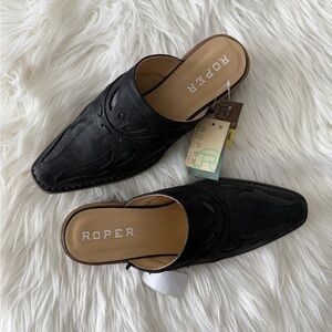 Roper Women's Black Cowgirl Cowboy Western Slip-On Mule Shoes